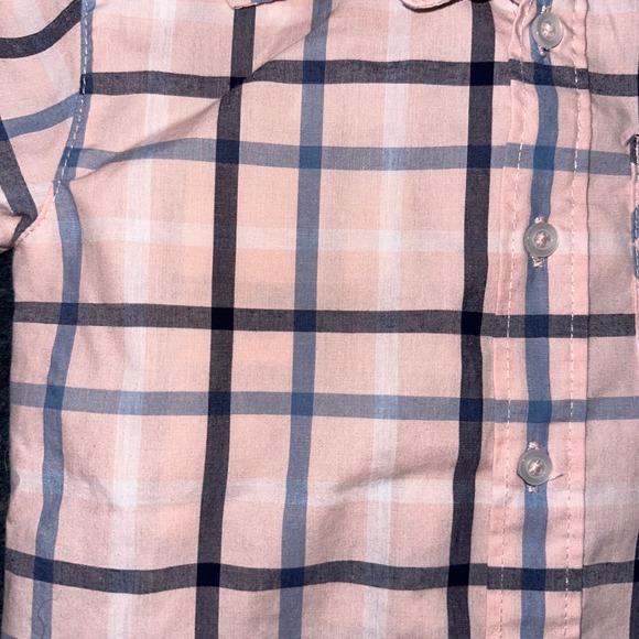 Mick Mack Boys Shirt 3T Pink Blue Plaid Short Sleeve‎ Button Up Casual - Picture 3 of 4